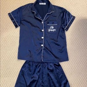 SOLD- Chi Omega Sorority Silk Pajamas